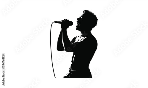 Musician performing on stage silhouette