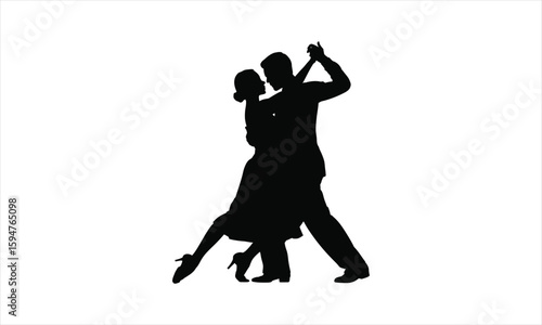 Dynamic dancing couple silhouette for tango celebration