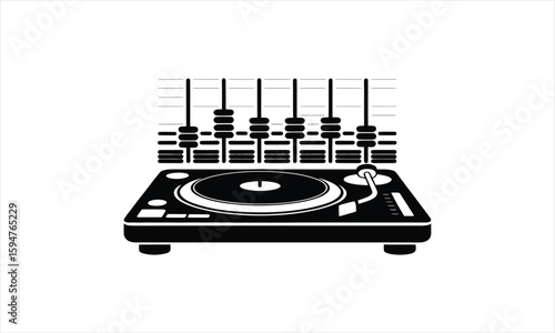 Vintage turntable music player silhouette