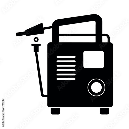 Electric welding machine for metal fabrication Silhouette Vector illustration
