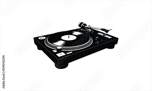 Retro turntable music player silhouette