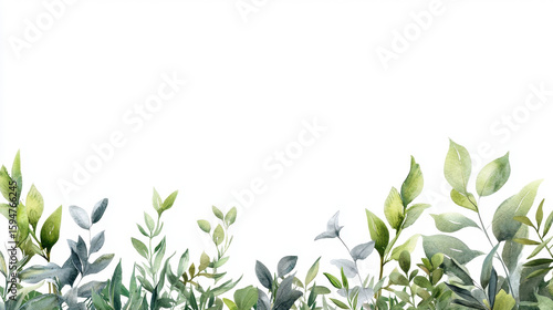 Wallpaper Mural Watercolor botanical illustration of various green leaves, showcasing serene and natural aesthetic Torontodigital.ca