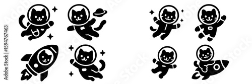 Cats in space exploring the universe and having fun with rockets and planets during their adventures
