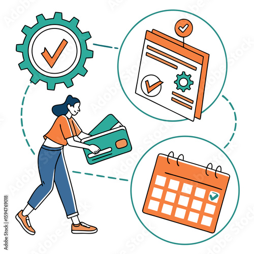 Woman Making an Online Payment: Secure Transaction Process Illustration