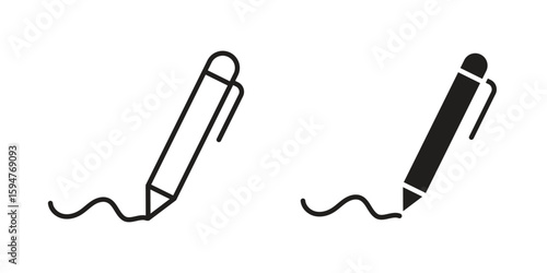 Write icon vector, solid illustration, pictogram isolated color editable
