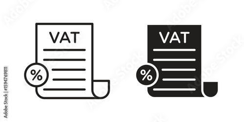 Value added tax VAT icon vector, solid illustration, pictogram isolated color editable