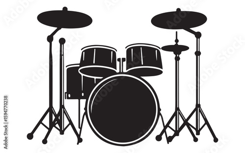 Drummer Silhouette Vector Rock Band Drum Kit Illustration Art