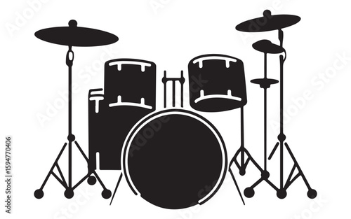 Drummer Silhouette Vector Rock Band Drum Kit Illustration Art