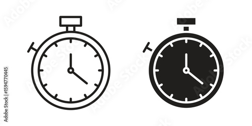 Stopwatch icon vector, solid illustration, pictogram isolated color editable