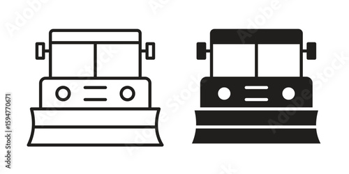 Snowplow icon vector, solid illustration, pictogram isolated color editable