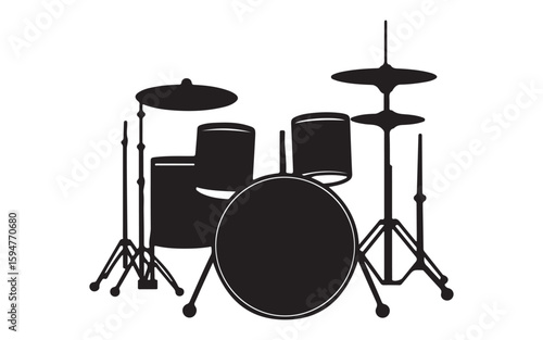 Drummer Silhouette Vector Rock Band Drum Kit Illustration Art