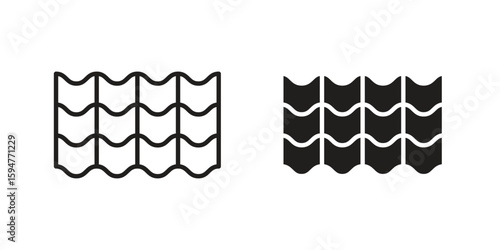 Roof tile icon vector, solid illustration, pictogram isolated color editable