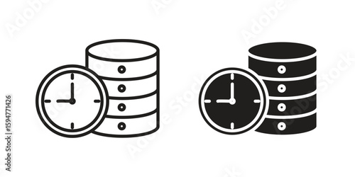 Real time data icon vector, solid illustration, pictogram isolated color editable