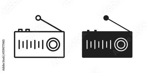 Radio icon vector, solid illustration, pictogram isolated color editable
