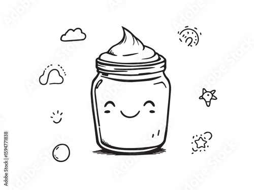 Sour cream line art icon illustration