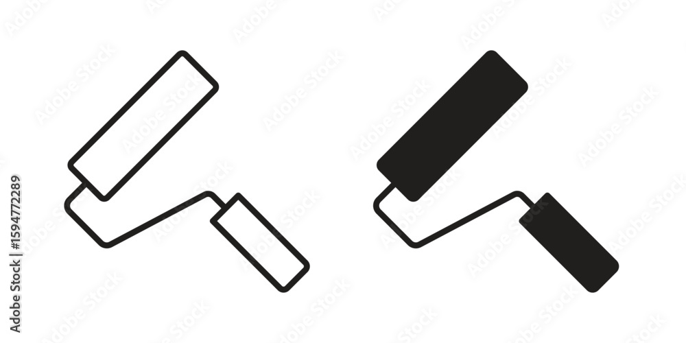 Fototapeta premium Paint roller icon vector, solid illustration, pictogram isolated color editable