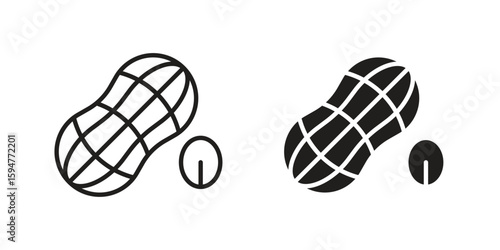 Peanut icon vector, solid illustration, pictogram isolated color editable