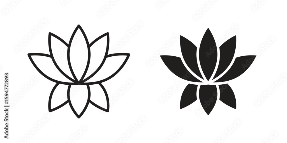 Obraz premium Lotus flower icon vector, solid illustration, pictogram isolated color editable