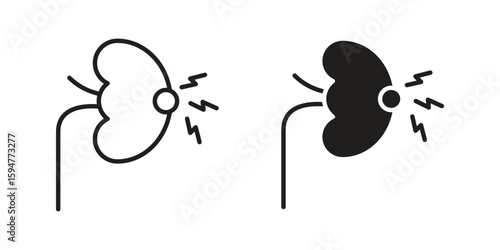 Kidney disease icon vector, solid illustration, pictogram isolated color editable