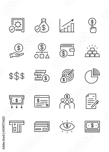 set of money icons, finance, coin, cash