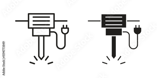 Hydraulic breaker icon vector, solid illustration, pictogram isolated color editable