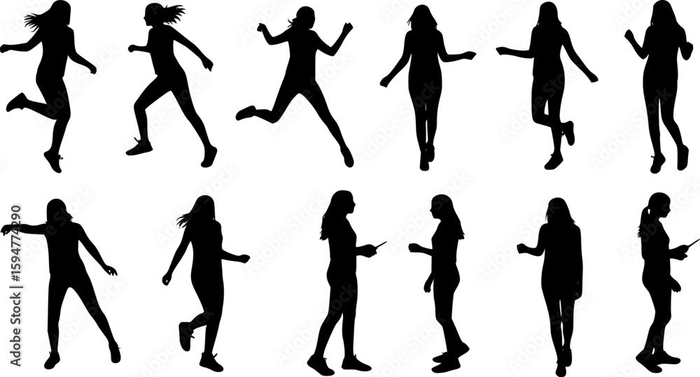 Fototapeta premium vector art of woman, flat art, vector silhouette 