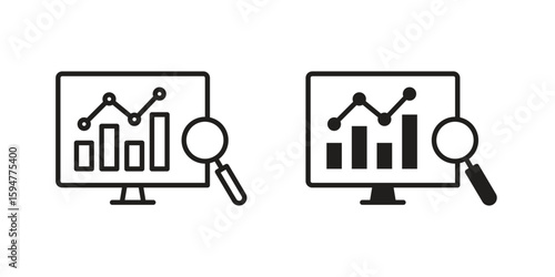 Data Analysing icon vector, solid illustration, pictogram isolated color editable