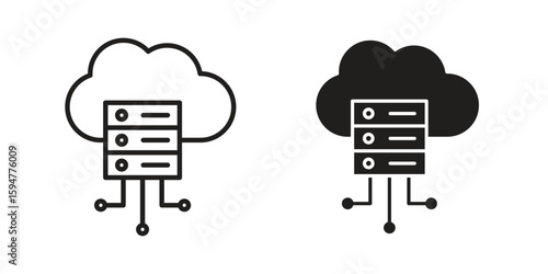 Cloud server icon vector, solid illustration, pictogram isolated color editable