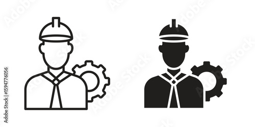 Civil Engineer icon vector, solid illustration, pictogram isolated color editable