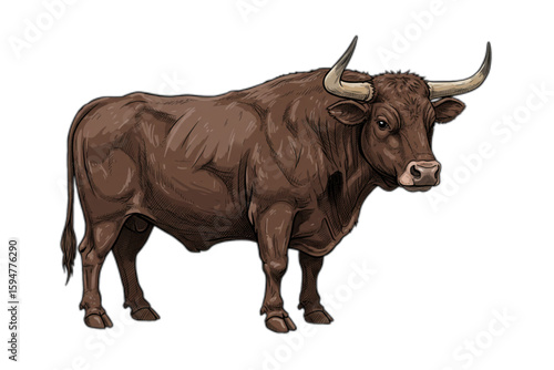 A powerful bull graphic showcases strength and determination, perfect for ranching logos, financial symbols, or zodiac designs.