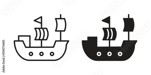 Caravel icon vector, solid illustration, pictogram isolated color editable