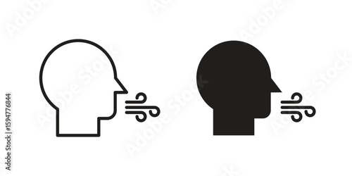 Breath icon vector, solid illustration, pictogram isolated color editable