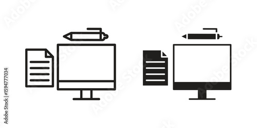 Blended learning icon vector, solid illustration, pictogram isolated color editable