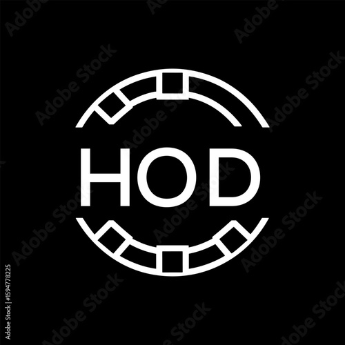 HOD Minimalist HOD  Logo Design on Black Background – HOD Later Logo, Modern Circular Branding Concept

