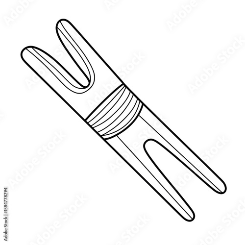 A black and white cloth peg illustration vector style coloring page