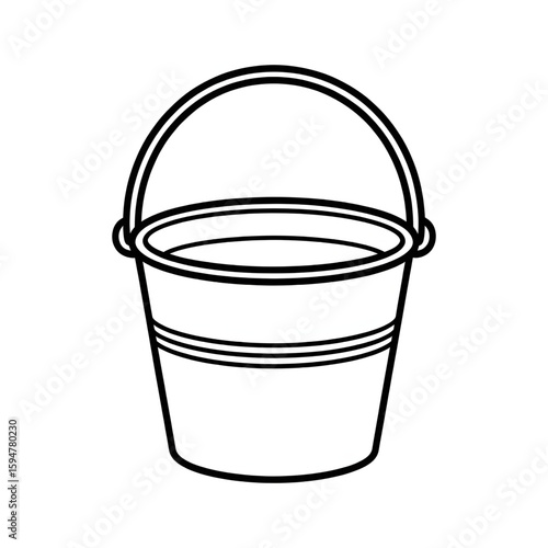 A black and white bucket illustration vector style coloring page 