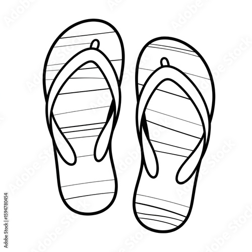 A black and white flip flop illustration vector style coloring page