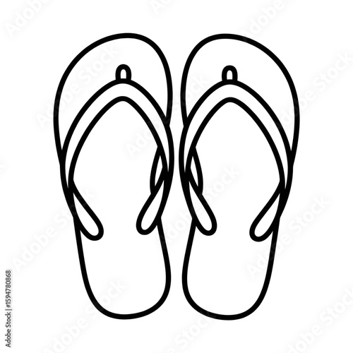 A black and white flip flop illustration vector style coloring page 