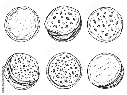 Tortilla hand drawn flatbread sketch