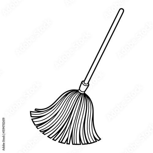 black and white mop cleaning tool clip art preview