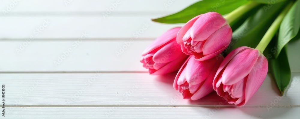 Pink tulips, gift, white wood, Valentine's Day table setting , pretty, home Pink tulips, gift, white wood, Valentine's Day table setting , pretty, home