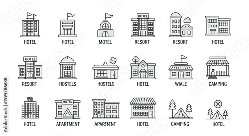 Hotel and Accommodation Icons Set