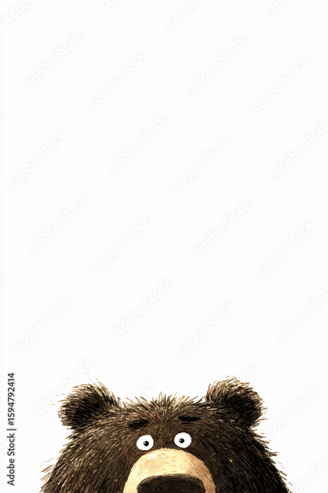 Obraz premium Bear Cartoon Character Cute Furry Wildlife Nature Illustration Fun Playful Expressive Funny Isolated Humorous Art Design Graphic Friendly Large Face 