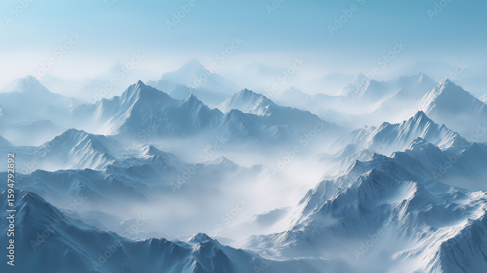 Obraz premium Majestic Snow-Capped Mountains Under Clear Sky Generative AI