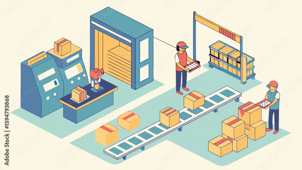 Fototapeta premium Isometric business people on an urban map with a chart icon