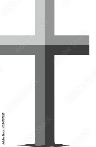 Minimal grayscale Christian cross design, abstract religious symbol, simple faith icon, monochrome vector cross, spiritual hope and worship sign