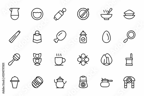 A professional yet creative set of barista tools and latte elements—great for coffee course materials, merch, signage, and stickers