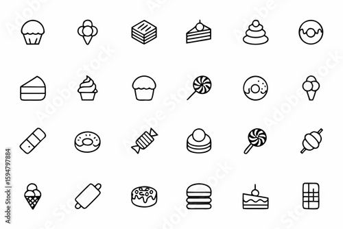 A delightful and inviting bundle full of desserts and baked treats—ideal for bakeries, cafes, recipe planners, and cute product packaging.