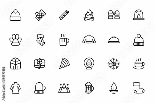 A modern and elegant collection of clean coffee-related icons—ideal for café branding, product packaging, stickers, and website elements.
