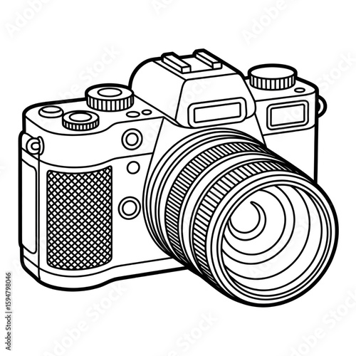 digital photo camera coloring page line art
